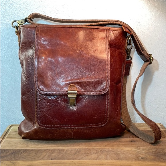 Vintage Crossbody Bag Leather Messenger  Zip Close Adjustable Strap Saddle Bag - Picture 13 of 16